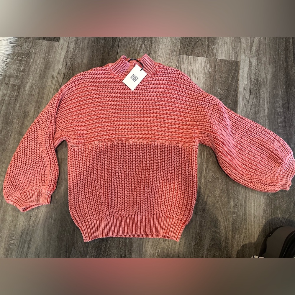 Whitestuff pink cable knit mock turtleneck sweater Small Commercial Sample. NWT